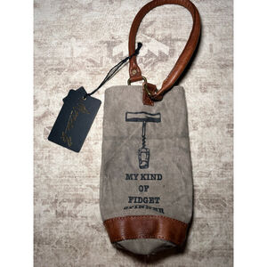 Mona B Canvas Leather Wine Bag My Kind of Fidget Spinner NWT